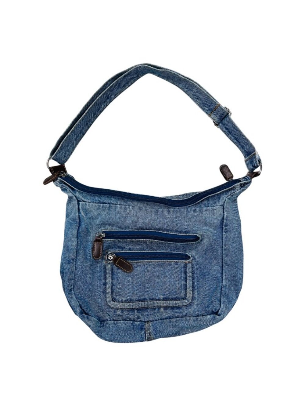 Vintage Upcycled Denim Handbag Shoulder Crossbody Handmade Festival Light Wash